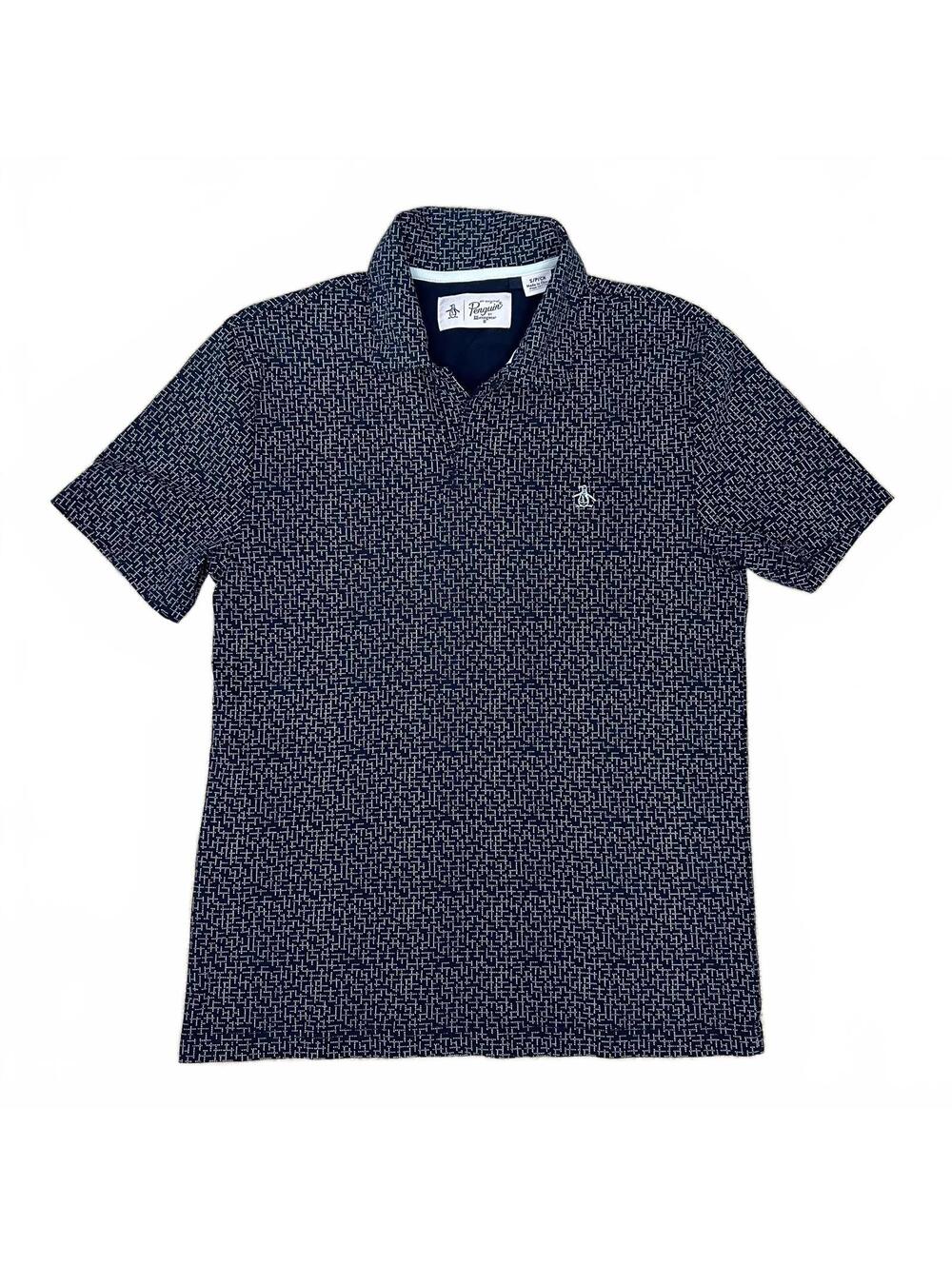 Original Penguin Polo Golf Shirt Mens S Navy White Geometric Pima Cotton Logo
